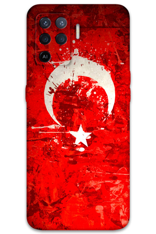 5847 oppo reno 5 lite turk bayragi desenli kilif